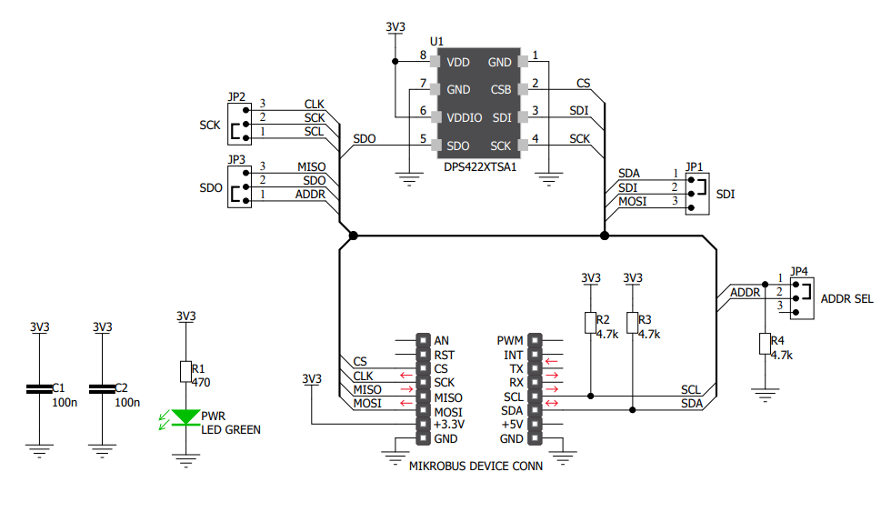 Schematic - Mikroe MIKROE-3441 Pressure 9 Click